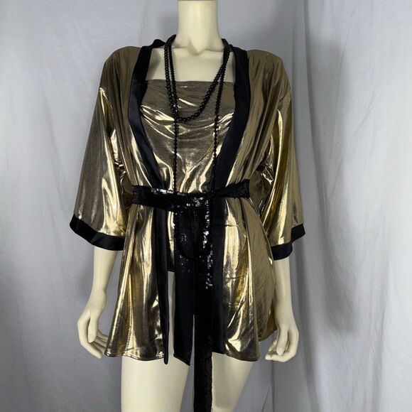 Vintage 80s Rob Hill for Mister Jay Gold Metallic Lamé Twinset Jacket & Tank | D - Picture 8 of 12